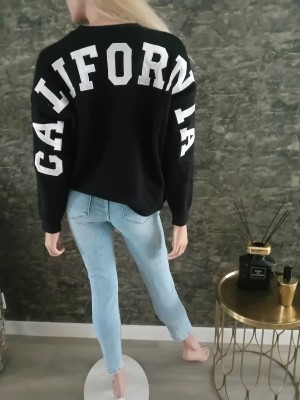 Trui California backtekst  velvet zwart Y 747