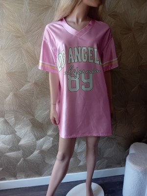 Yersey LA 89 basebal dress fuchsia