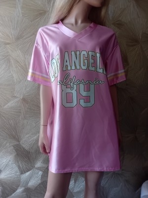 Yersey LA 89 basebal dress fuchsia