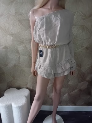 Jumpsuite one shoulder beige 2349