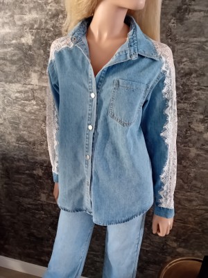 Jeansblouse  lace  