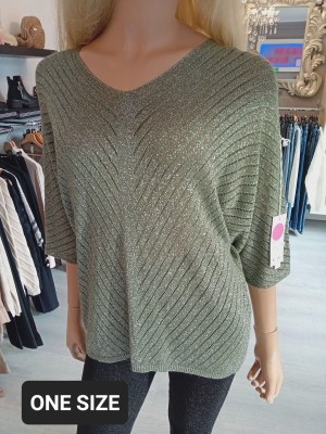 Lurex top olijfgroen 