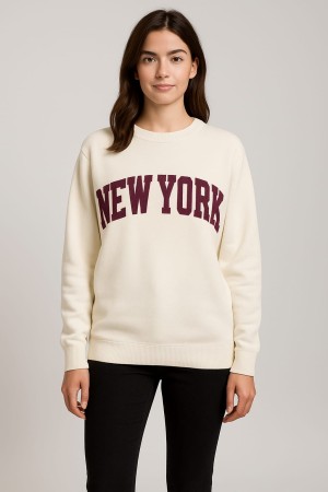 Trui new York teddy off white bordeaux 3831239