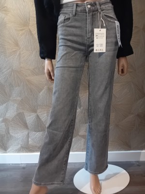 Wide leg grijs miss bon steentje