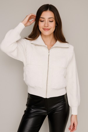 Vest met teddy off white