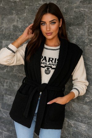 Strik teddybont gilet zwart