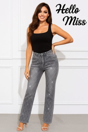 Straight leg jeans diamond Hello miss HM6728