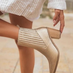 Crocoprint gold hak cowboy laarsjes