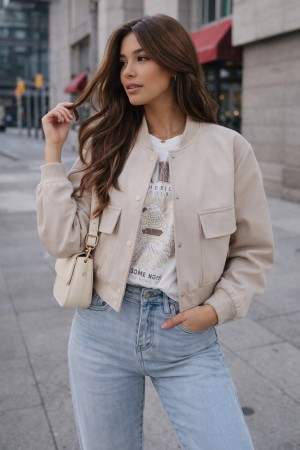 Bomberjacket cherry koko beige 8340