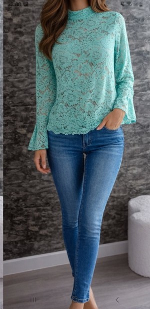 lace top ruchel  turquoise 1429