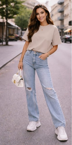 Cropped sweat top beige 