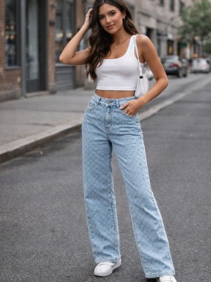 Damage Wide leg jeans Hello Miss H655-1