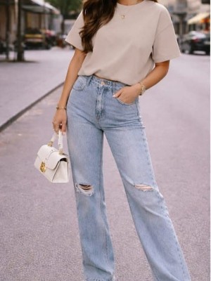 Cropped sweat shirt beige