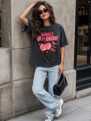 Bubble cherry shirt/tee antracietgrijs 801625