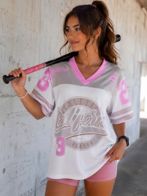 Baseball shirt 23 rose/beige