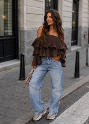 Ruffle top choco bruin