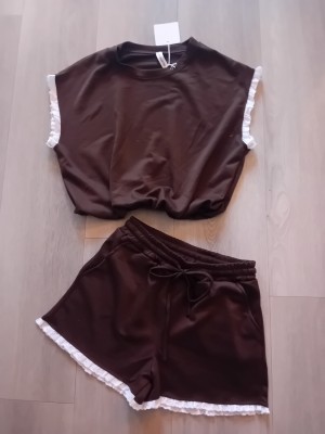 Tweedelige comfy set choco lace   	